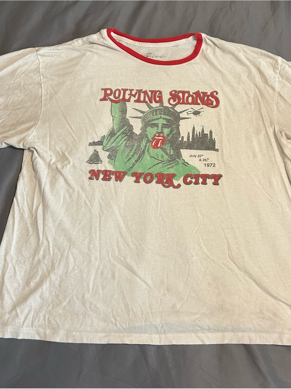 the Rolling Stones New York City Graphic Ringer T-Shirt - White/Red